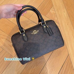 NWT Coach Rowan Satchel Bag In Signature Canvas CV961 Gold/Walnut/Black